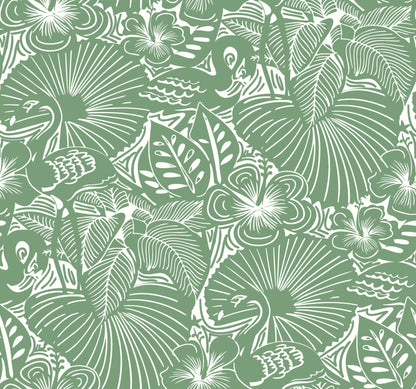 A-Street Prints Whimsy Idalia Flamingo Wallpaper - Green