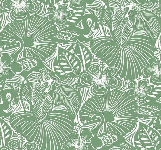 A-Street Prints Whimsy Idalia Flamingo Wallpaper - Green