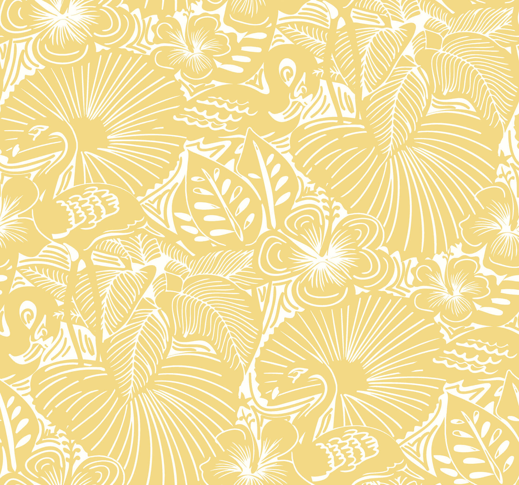 Whimsy Yellow Design 4135-72715 A-Street Prints Whimsy Idalia Floral Flamingo Wallpaper ...