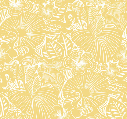 A-Street Prints Whimsy Idalia Flamingo Wallpaper - Yellow