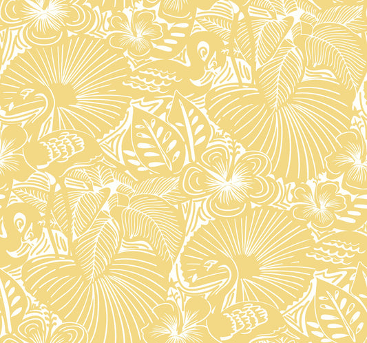 A-Street Prints Whimsy Idalia Flamingo Wallpaper - Yellow