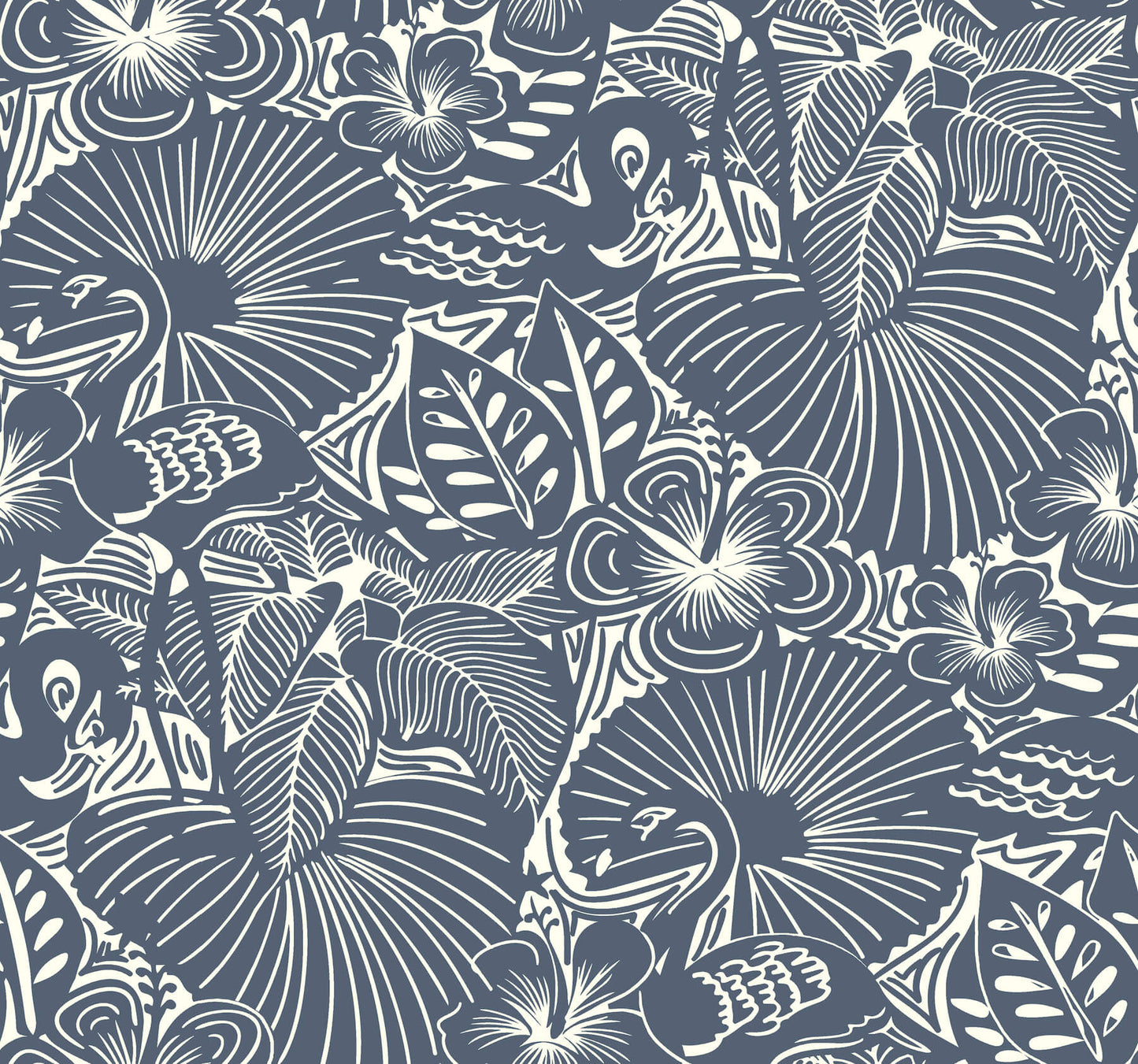 A-Street Prints Whimsy Idalia Flamingo Wallpaper - Navy