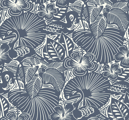 A-Street Prints Whimsy Idalia Flamingo Wallpaper - Navy