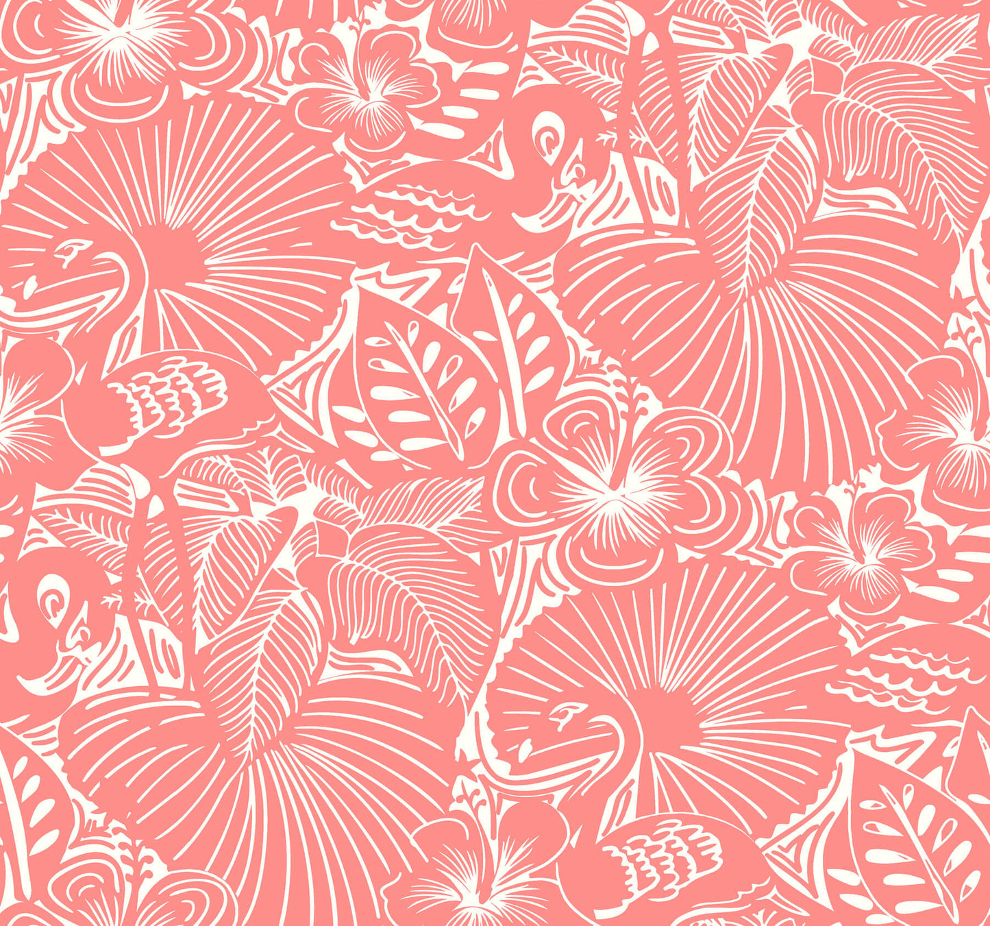 A-Street Prints Whimsy Idalia Flamingo Wallpaper - Coral