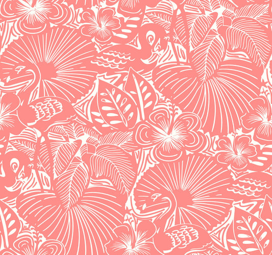 A-Street Prints Whimsy Idalia Flamingo Wallpaper - Coral