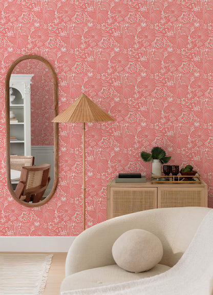 A-Street Prints Whimsy Idalia Flamingo Wallpaper - Coral