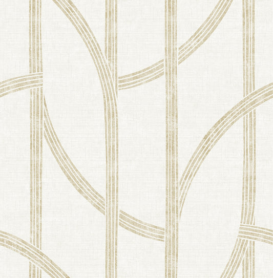 A-Street Prints Solace Harlow Contours Wallpaper - Gold