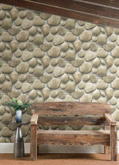 Chesapeake Yellowstone Root Rock Wallpaper - Grey