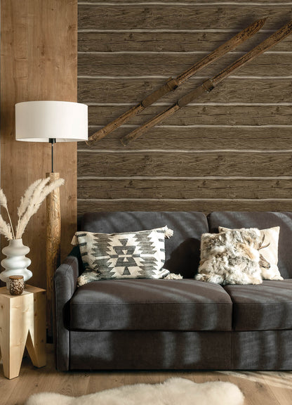 Chesapeake Yellowstone Lodgepole Wallpaper - Dark Brown