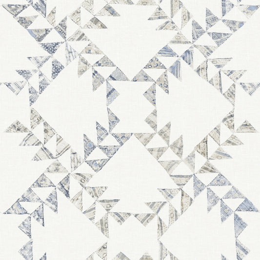 Chesapeake Yellowstone Scrap Quilt Wallpaper - Denim