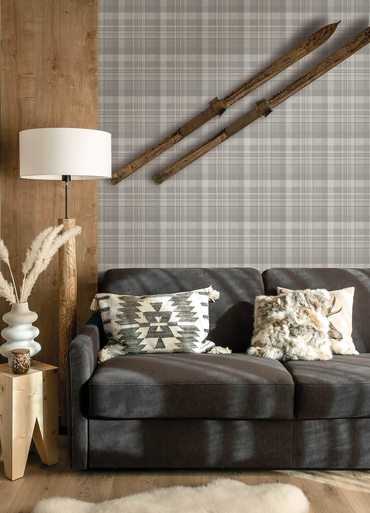 Chesapeake Yellowstone Dutton Plaid Wallpaper - Grey