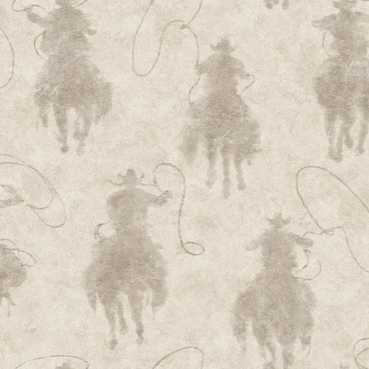 Chesapeake Yellowstone Stockman Silhouette Wallpaper - Light Grey