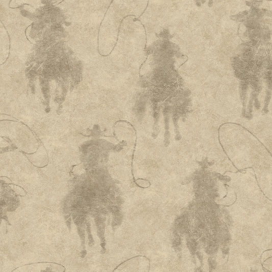 Chesapeake Yellowstone Stockman Silhouette Wallpaper - Khaki