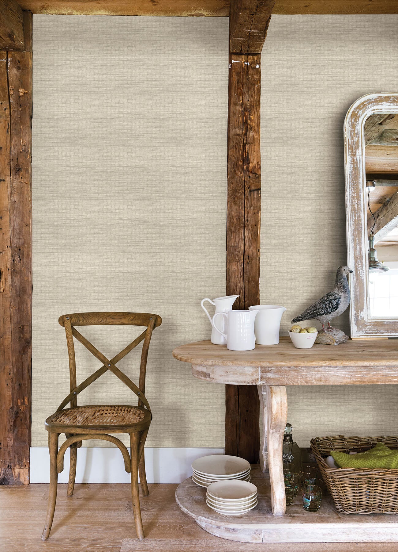 Chesapeake Yellowstone Plaited Grass Wallpaper - Light Grey