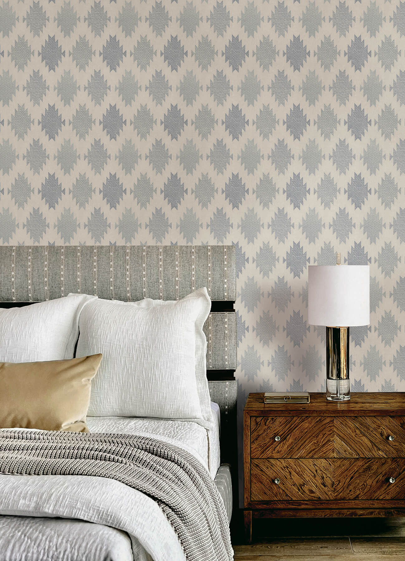 Chesapeake Yellowstone Stitched Heirloom Wallpaper - Indigo