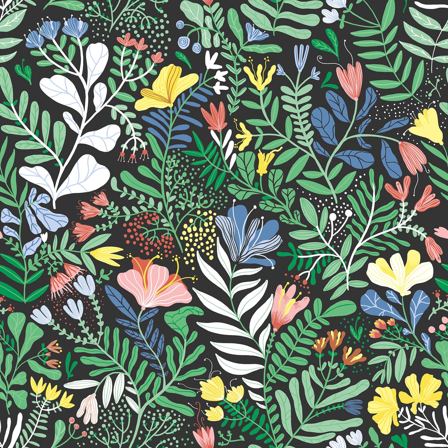 A-Street Prints Botanica Brittsommar Wallpaper - Black