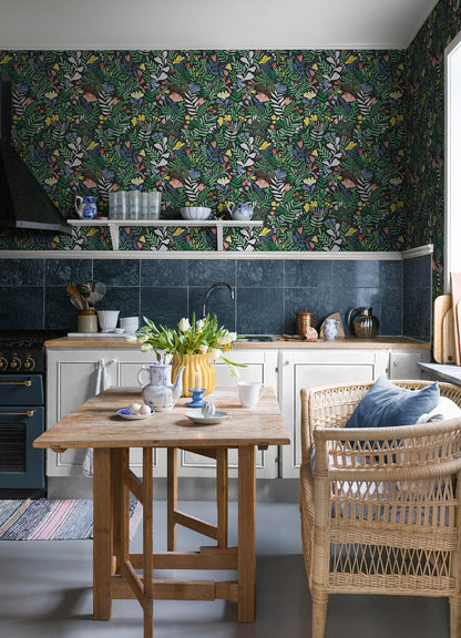 A-Street Prints Botanica Brittsommar Wallpaper - Black