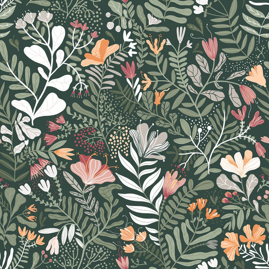A-Street Prints Botanica Brittsommar Wallpaper - Evergreen
