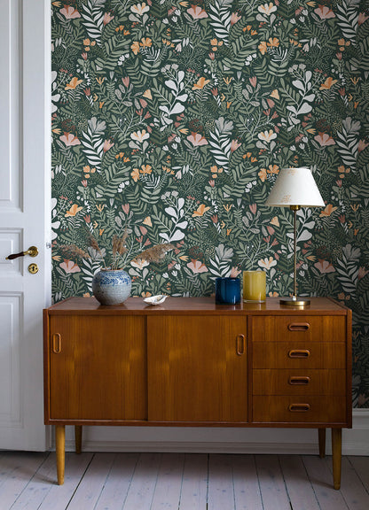 A-Street Prints Botanica Brittsommar Wallpaper - Evergreen