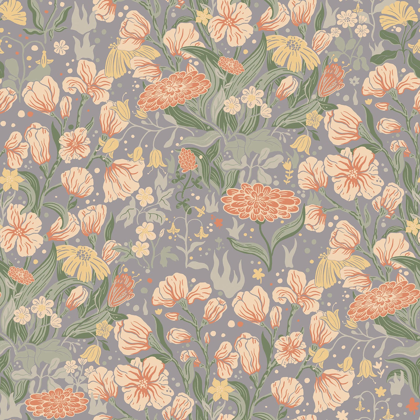 A-Street Prints Botanica Hava Meadow Flowers Wallpaper - Coral