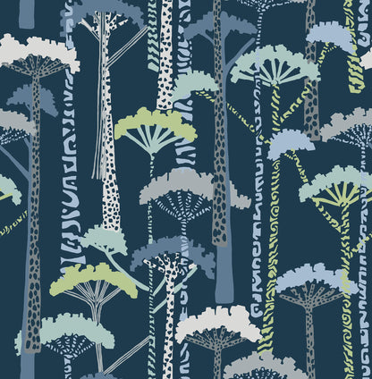 A-Street Prints Harmony Unify Forest Wallpaper - Indigo