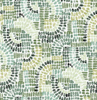 A-Street Prints Harmony Wanderer Mosiac Wallpaper - Evergreen