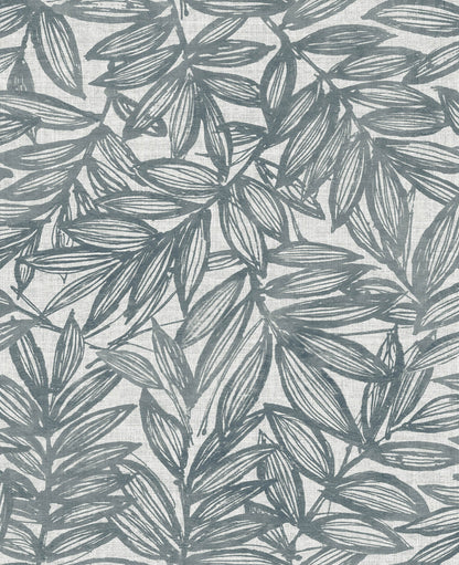 A-Street Prints Harmony Rhythmic Leaf Wallpaper - Denim