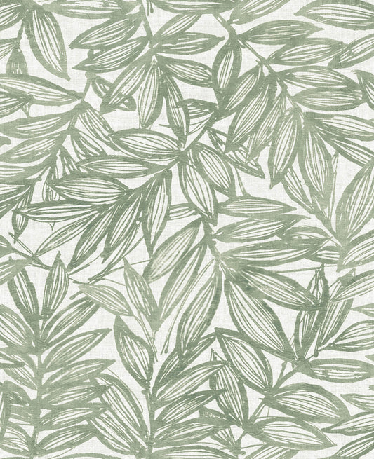A-Street Prints Harmony Rhythmic Leaf Wallpaper - Sage