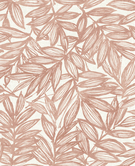 A-Street Prints Harmony Rhythmic Leaf Wallpaper - Coral