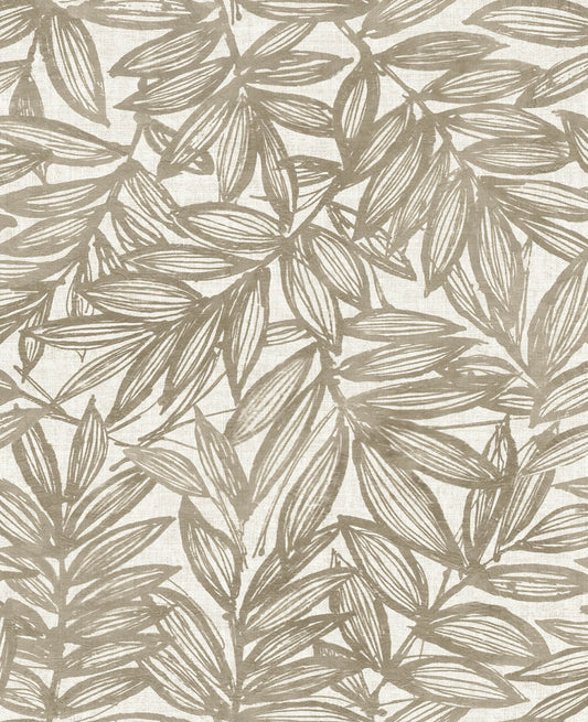 A-Street Prints Harmony Rhythmic Leaf Wallpaper - Taupe