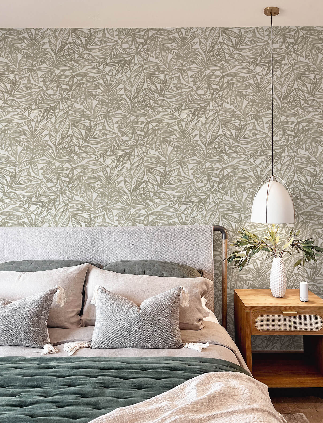 A-Street Prints Harmony Rhythmic Leaf Wallpaper - Taupe