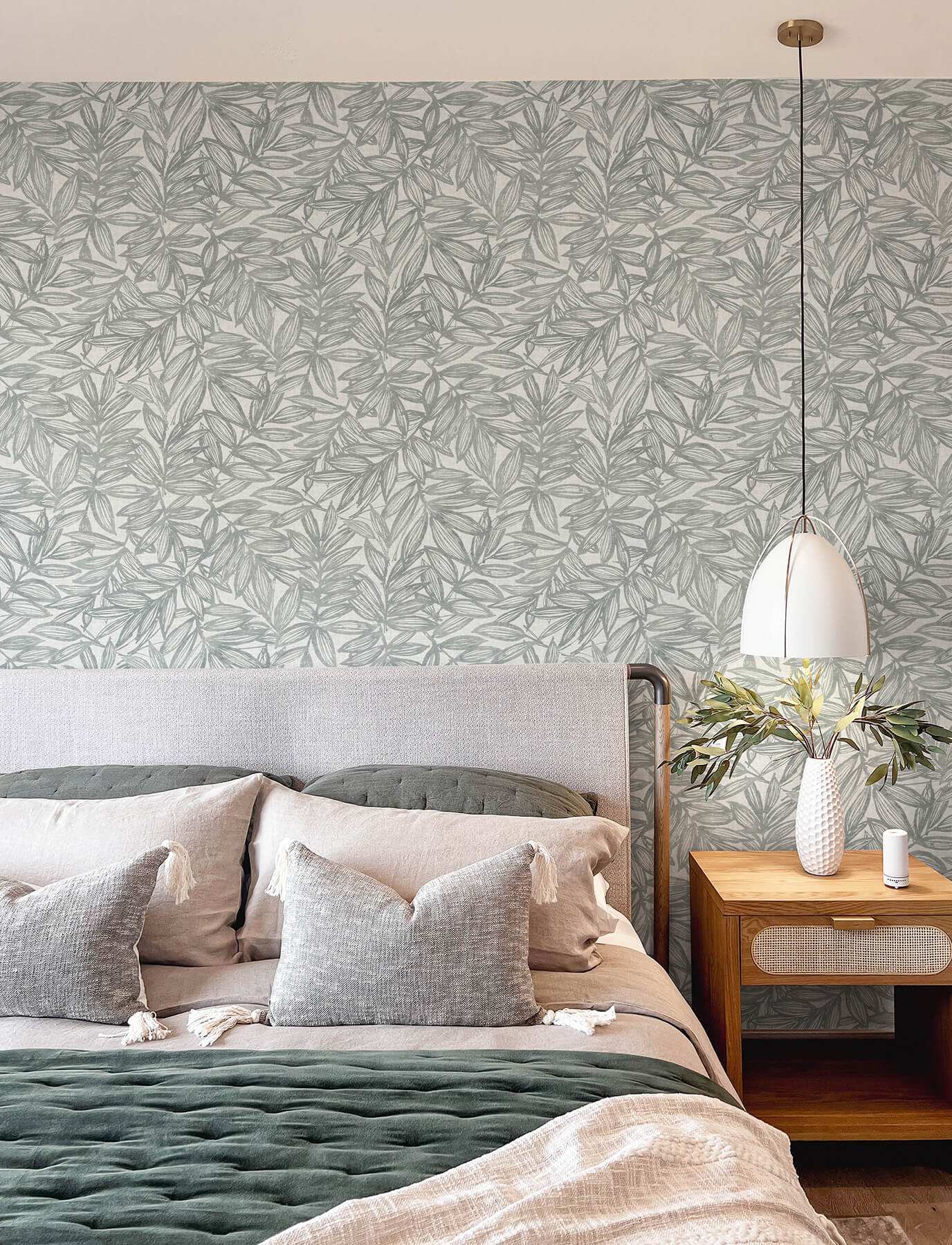 A-Street Prints Harmony Rhythmic Leaf Wallpaper - Grey