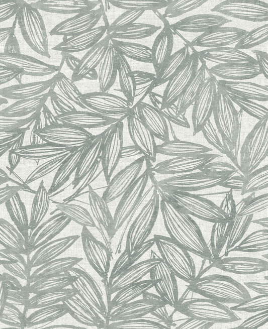 A-Street Prints Harmony Rhythmic Leaf Wallpaper - Grey