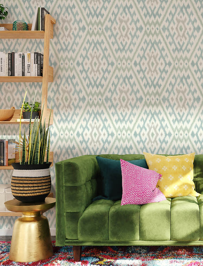 A-Street Prints Harmony Solola Ikat Wallpaper - Aqua