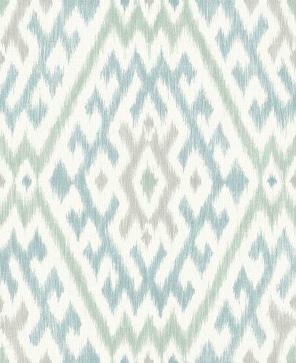 A-Street Prints Harmony Solola Ikat Wallpaper - Aqua