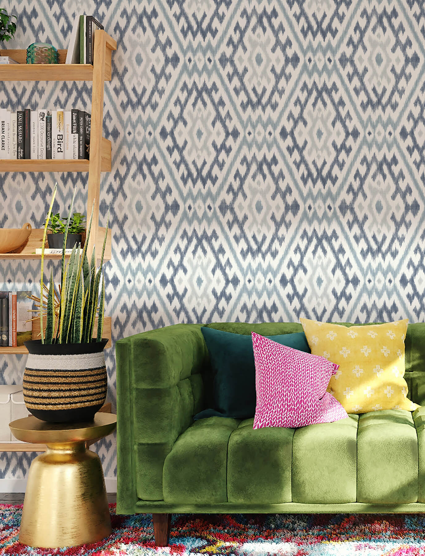 A-Street Prints Harmony Solola Ikat Wallpaper - Blue