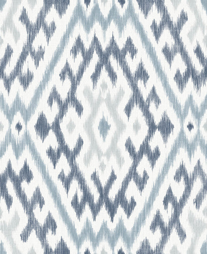 A-Street Prints Harmony Solola Ikat Wallpaper - Blue