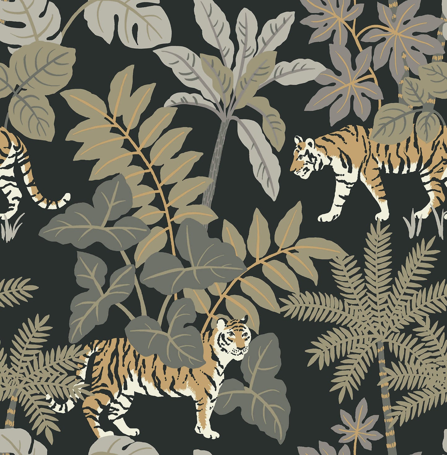 A-Street Prints Harmony Caspian Jungle Wallpaper - Charcoal