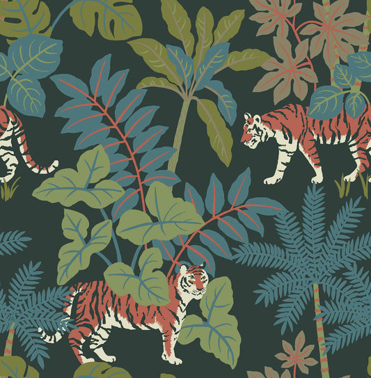 A-Street Prints Harmony Caspian Jungle Wallpaper - Evergreen
