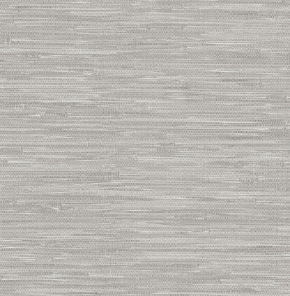 A-Street Prints Harmony Exhale Faux Grasscloth Wallpaper - Light Grey