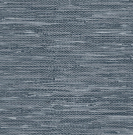 A-Street Prints Haberdashery Exhale Faux Grasscloth Wallpaper - Indigo