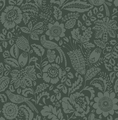 A-Street Prints Haberdashery Marta Floral Wallpaper - Green