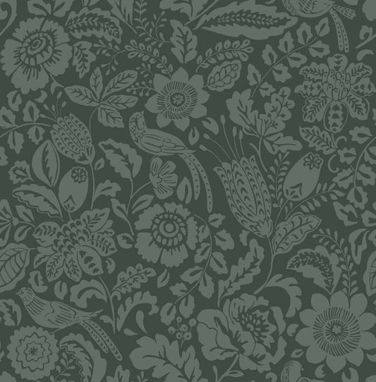 A-Street Prints Haberdashery Marta Floral Wallpaper - Green