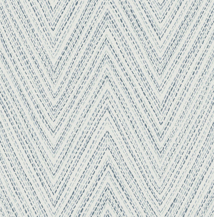 A-Street Prints Haberdashery Lainey Chevron Wallpaper - Blue