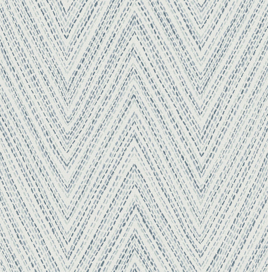 A-Street Prints Haberdashery Lainey Chevron Wallpaper - Blue