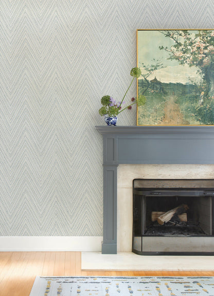 A-Street Prints Haberdashery Lainey Chevron Wallpaper - Blue