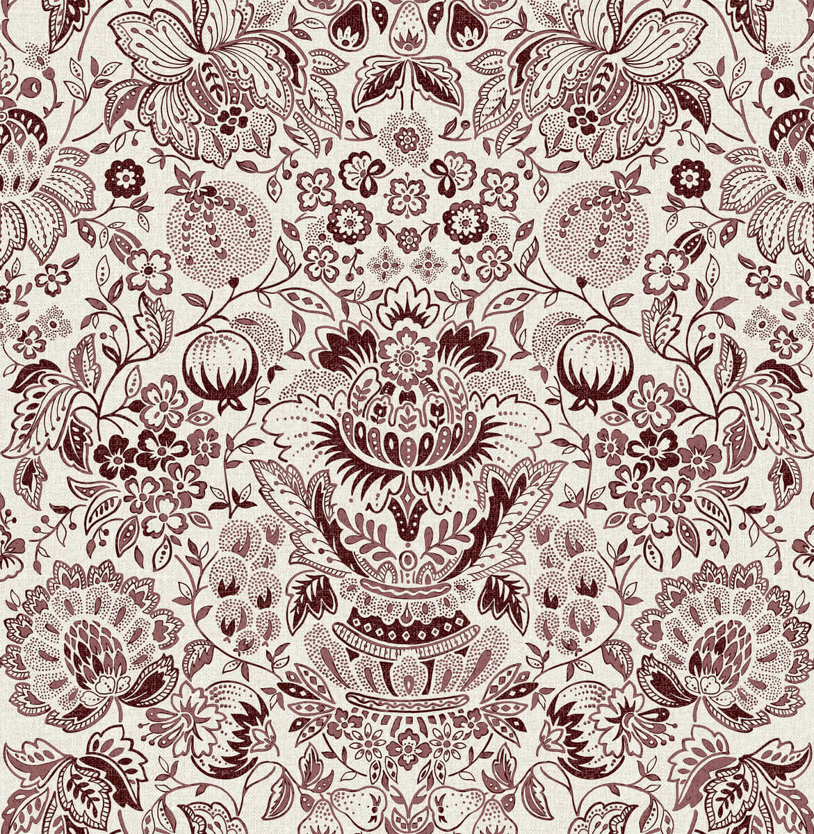 A-Street Prints Haberdashery Blanche Floral Damask Wallpaper - Plum