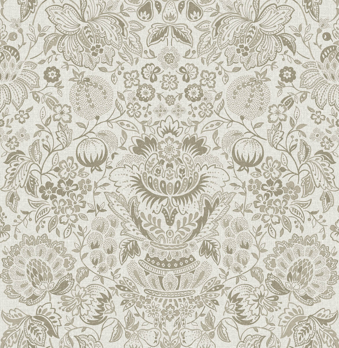 A-Street Prints Haberdashery Blanche Floral Damask Wallpaper - Neutral