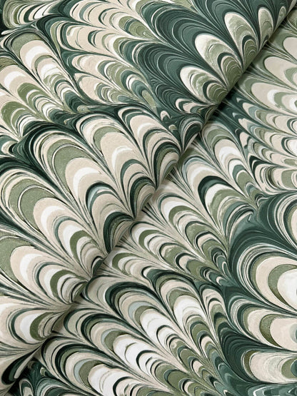 A-Street Prints Haberdashery Octavia Marbled Ink Wallpaper - Dark Green