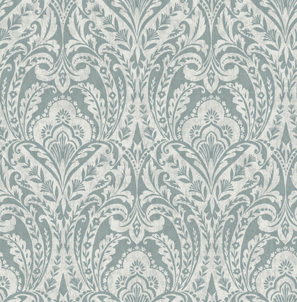 A-Street Prints Haberdashery Berkshire Damask Wallpaper - Denim